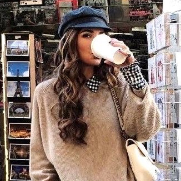 Baker boy cap hat vegan leather black fall - Picture 2 of 3